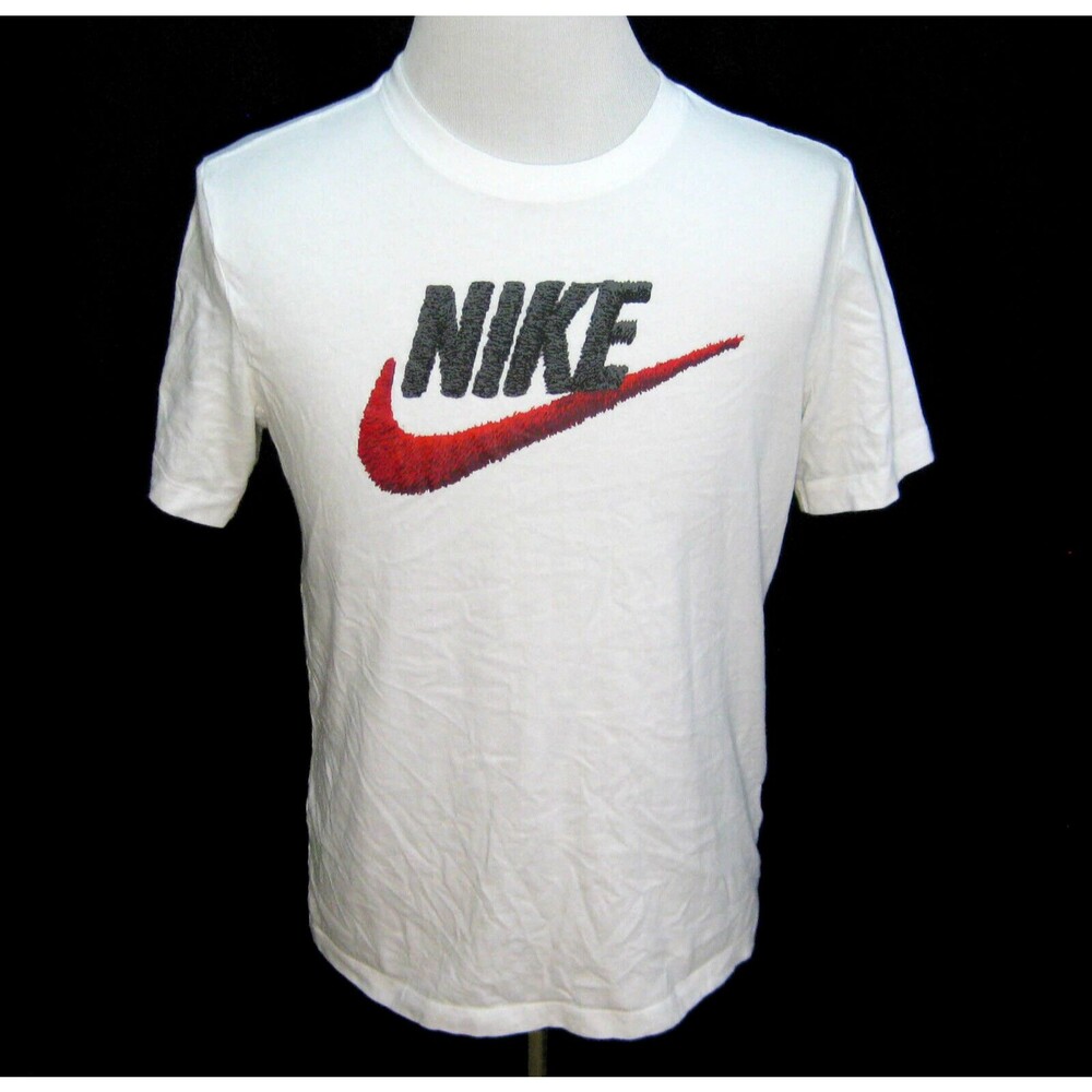 NIKE Men's (Size Medium) White Short Sleeve Graphic Logo T-Shirt 100% Cotton Top